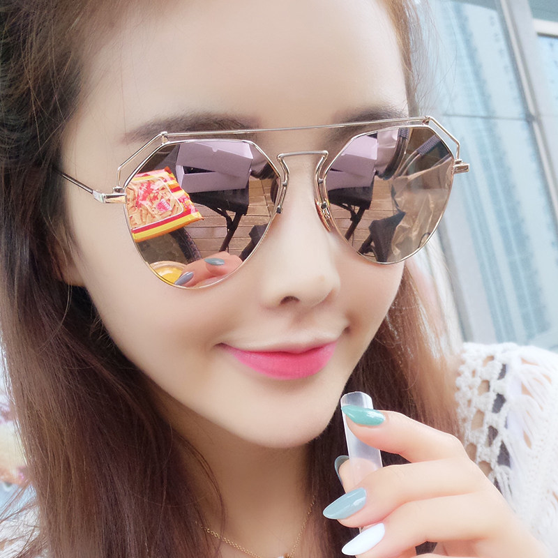 Sun Glasses Female Tide 2021 Round face Clams Mirror Lady Eyes No Frame Personality 100 Hitch Stars The Same Sunglasses Glasses