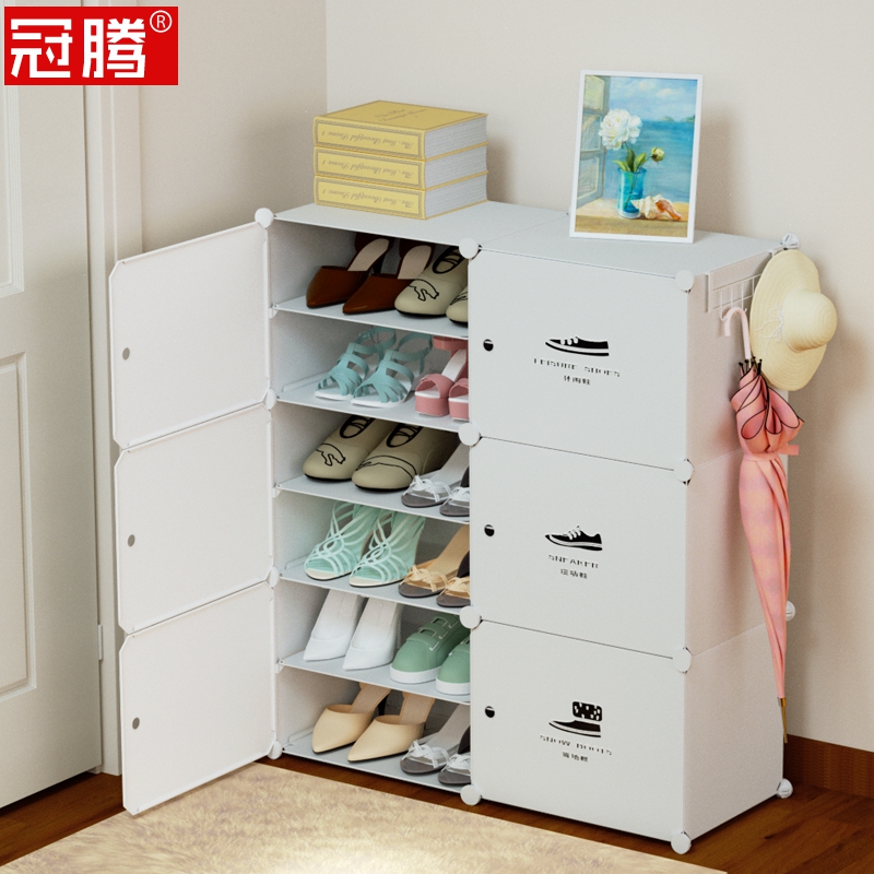 Shoe cabinet household door plastic thickened door fabric simple assembly multi-layer small size dust-proof three-dimensional shoe shelf