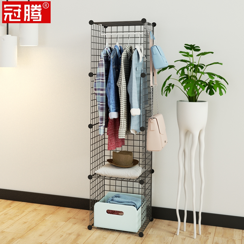 Clothing and hat rack floor hanging clothes hanger tennis red Nordic iron art wardrobe style bedroom shelving room hanging clothes rack