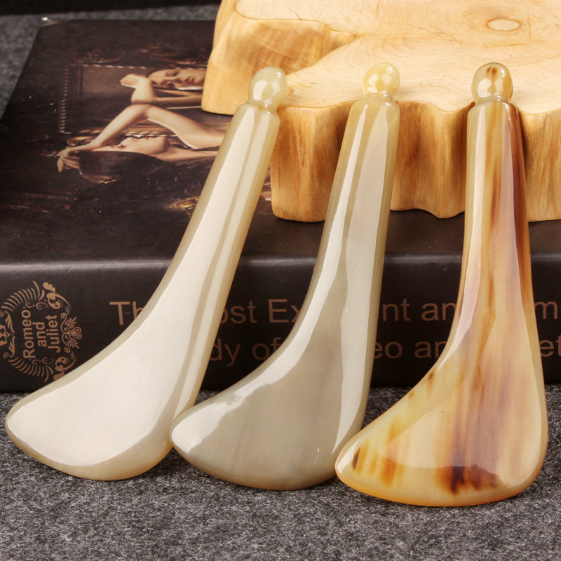 White yak horns scraping and fascia with gluten eyes facial special beauty plucking stick scraped face draining point Acupuncture Point Massage