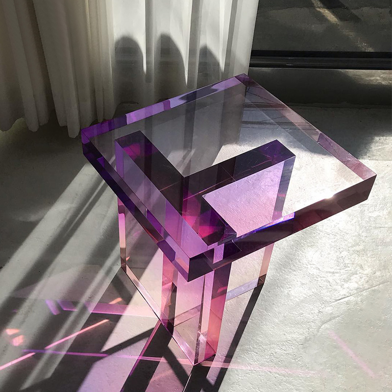 Nordic purple coffee table light luxury modern living room home small apartment acrylic corner table simple square side table design