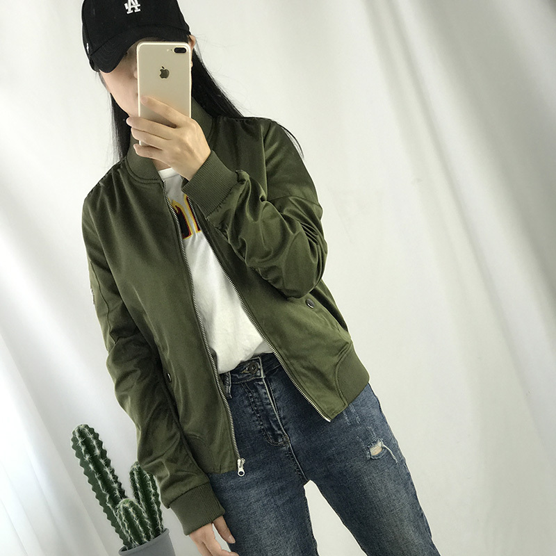 Baseball Jacket for Women, New Spring and Autumn Thin Casual Jacket, Cool and Stylish Short Military Green Bomber Jacket ins Trendy