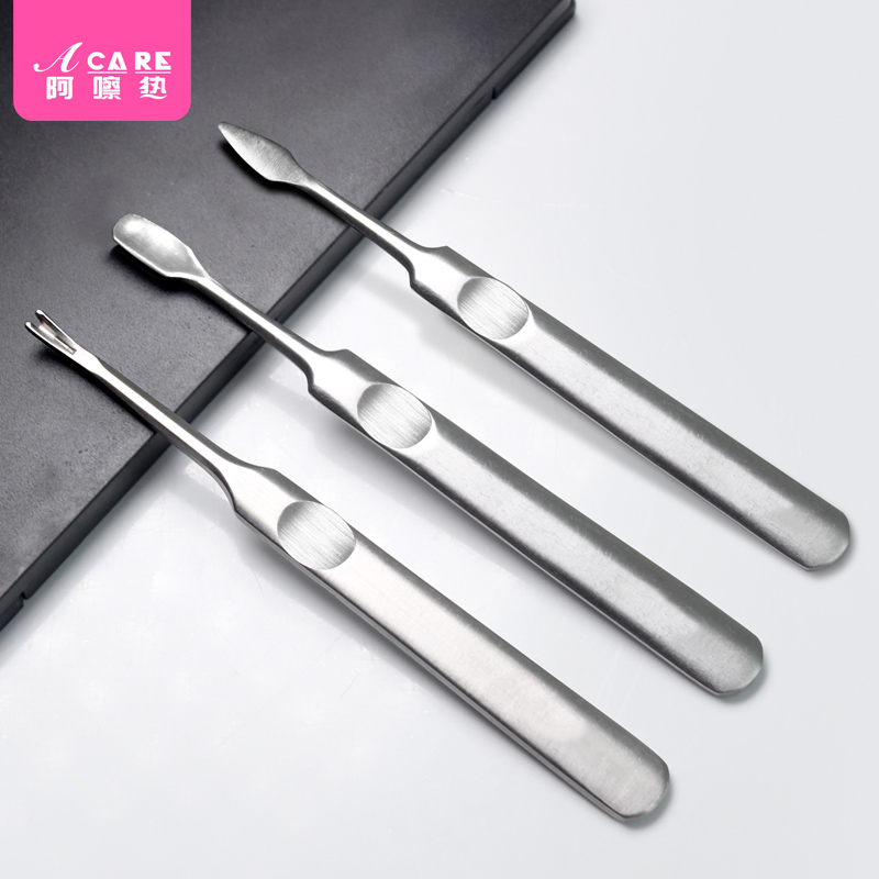 Dead skin fork stainless steel dead skin manicure tool set dead skin push knife shovel v-shaped nail care artifact