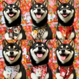 Японский стиль и фенгю Фубука Шиба Ину Корги Доумин Мю Золотой Маоку Треугольник Треугольник Треугольник Катал -кошка и собака