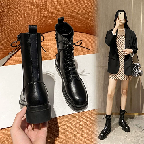 Martens, белые короткие сапоги, утепленные универсальные ботинки в английском стиле на платформе, коллекция 2023, в британском стиле, средней длины