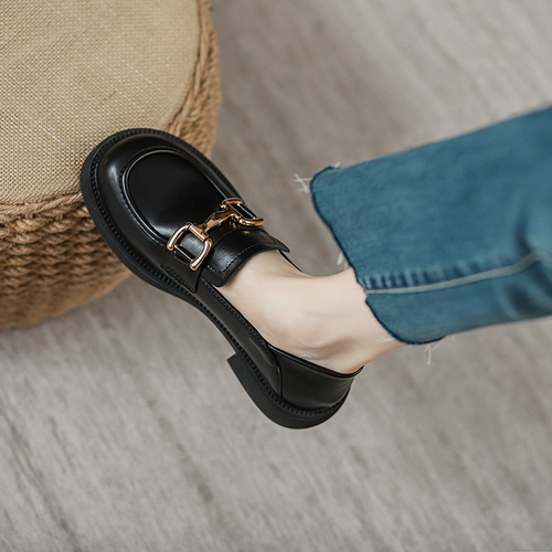 Высокая обувь для кожаной обуви, летние туфли, лоферы на платформе, 2024 года