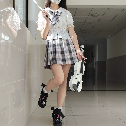 Оригинальная хлопковая милая рубашка, короткая приталенная летняя кукла, стиль Лолита, кукольный воротник, высокая талия