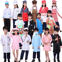 Toddler nurse doctor plays clothing chef performance Barber beauty teacher uniform children role professional performance costume