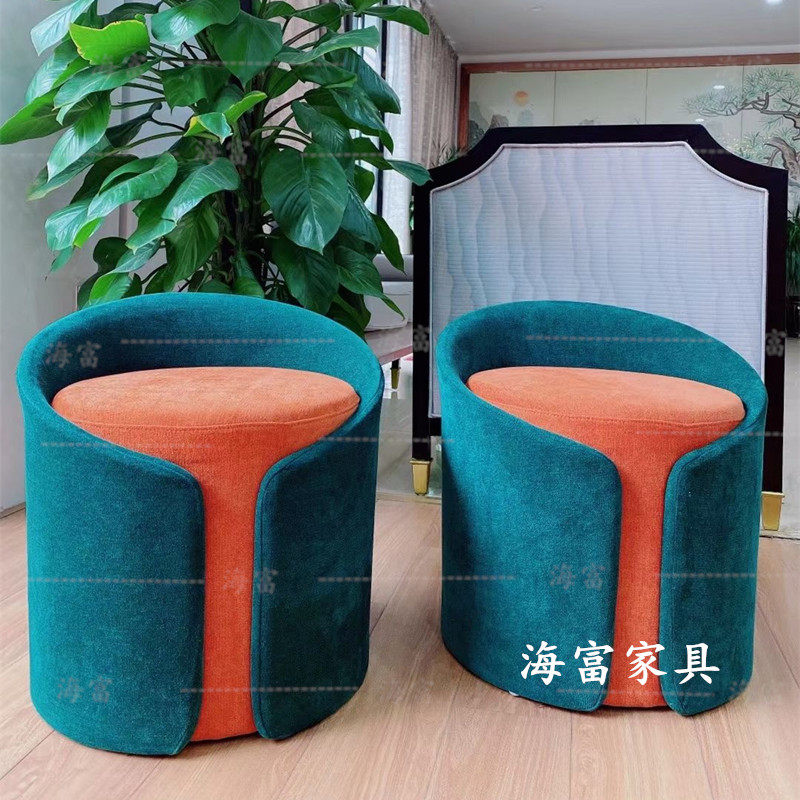 Factory spot designer light luxury plate children's small sofa bedroom change shoe stool creative home round cosmetic bench