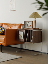 Nordic sofa side casual table simple living room household corner cabinet solid wood modern magazine cabinet stainless steel light luxury