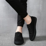 Мужская тканевая трендовая низкая повседневная обувь в английском стиле, черные кроссовки, осенняя, в корейском стиле