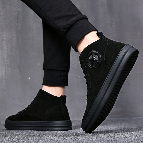 Мужские демисезонные высокие сапоги, мужская черная спортивная обувь для кожаной обуви, из натуральной кожи, осенние