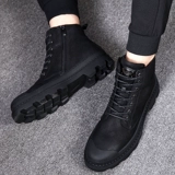 Ботинки, обувь, рабочие высокие демисезонные черные короткие сапоги для кожаной обуви, из натуральной кожи