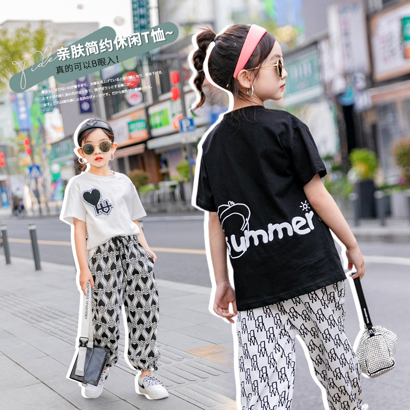 Girl short sleeve T-shirt summer dress 2022 new female baby Han version Trendy Children's Summer Loose Blouses