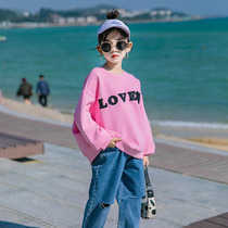 Girls clothing embroidered with foreign air spring and autumn models 2022 new Korean version CUHK Scout relaxed casual cover for children