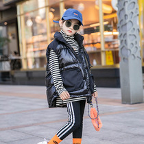 Girls down waistcoat 2021 autumn winter new Korean version CUHK Girl short vest jacket 100 lap sleeveless cotton clothing wave