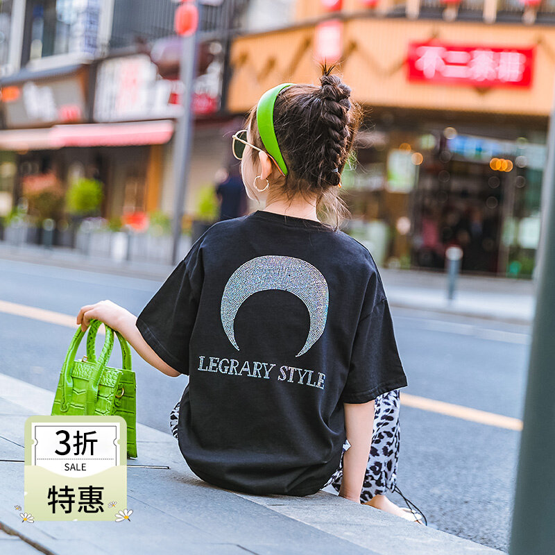 Girl short sleeve T-shirt 2022 new children big children's children dress undershirt half sleeve summer dress with summer baby blouse