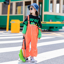 Girl back with pants overalls long pants 2022 new child clothing foreign air CUHK Girl child girl Spring and autumn clothes casual pants