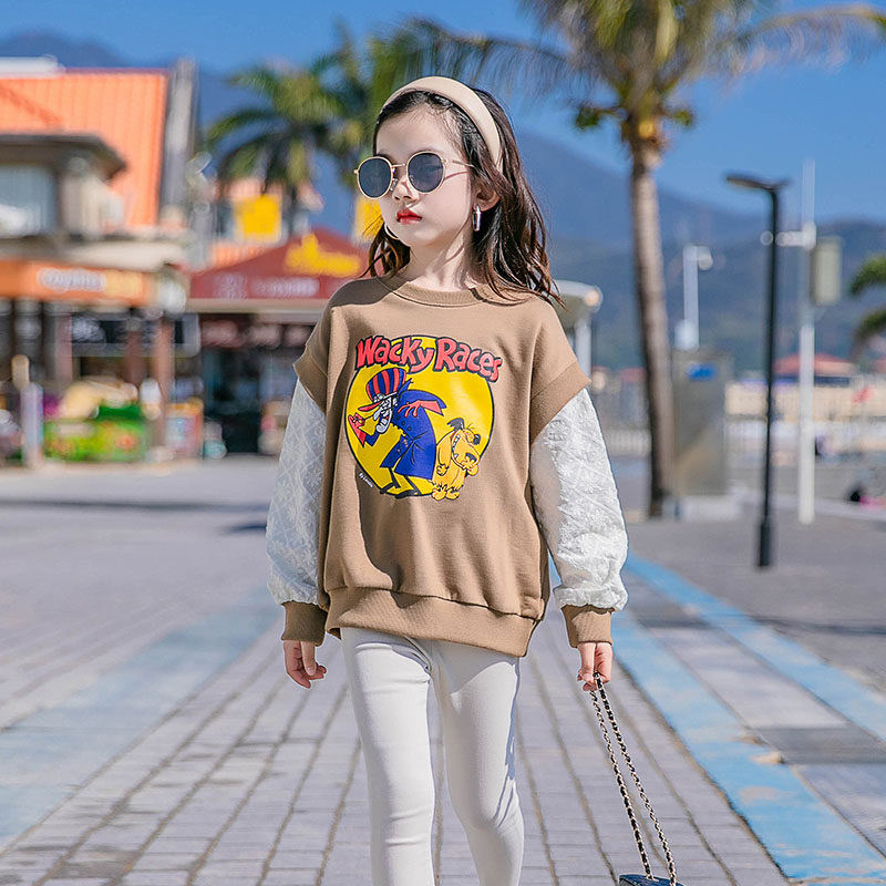 Girls Sleeve Clothing 2023 Spring Clothing New Child Ocean Breath Two - piece of Sleeve Children's Long Sleeve Top Tide