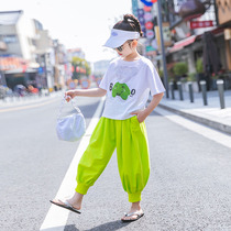 Girls Summer Suit 2022 New Net Red Ocean Gas CUHK Child Short Sleeve Tide Clothes Children Summer Clothing Sport Two Sets