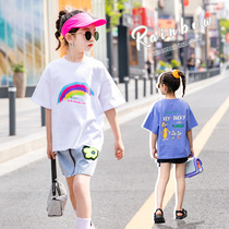 Girl Short Sleeve T-shirt 2022 New Pure Cotton CUHK Girl Girl Summer Dress Body Shirt Child Summer Child Clothing Blouse