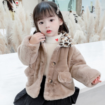 Girls autumn and winter coat lambashmere childrens net Red foreign gas female baby thickened leather and hair one Korean version of tide children