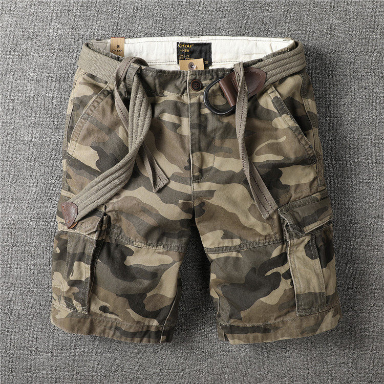 European and American retro men's outdoor loose multi-pocket sports camouflage workwear shorts straight leg five minutes five minutes pants summer
