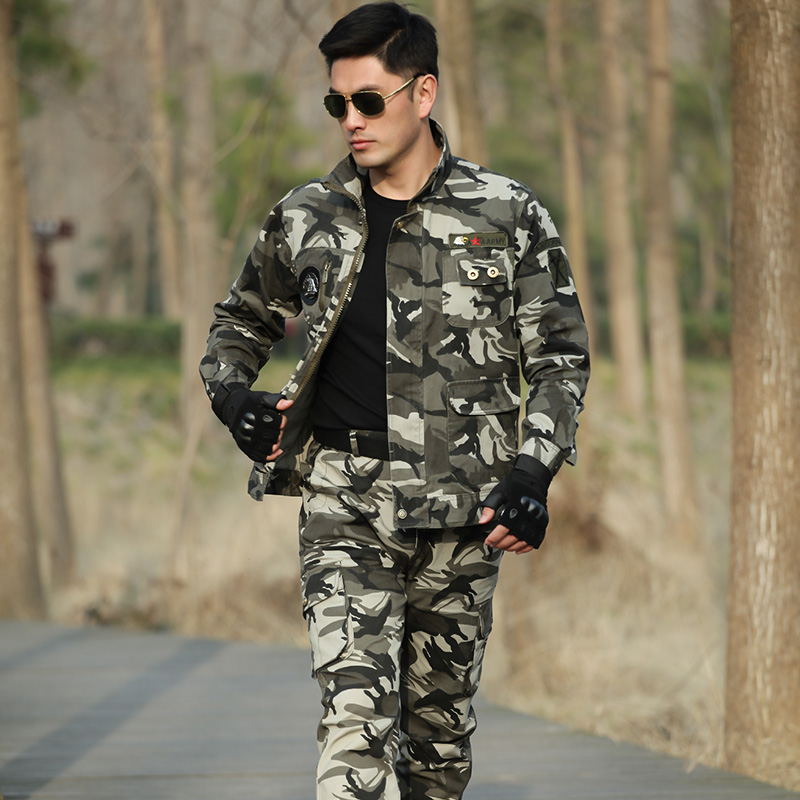 Camouflan suit suit men's work clothes pure cotton spring and autumn style outdoor thickening abrasion-proof training clothes military uniform women's military training clothes