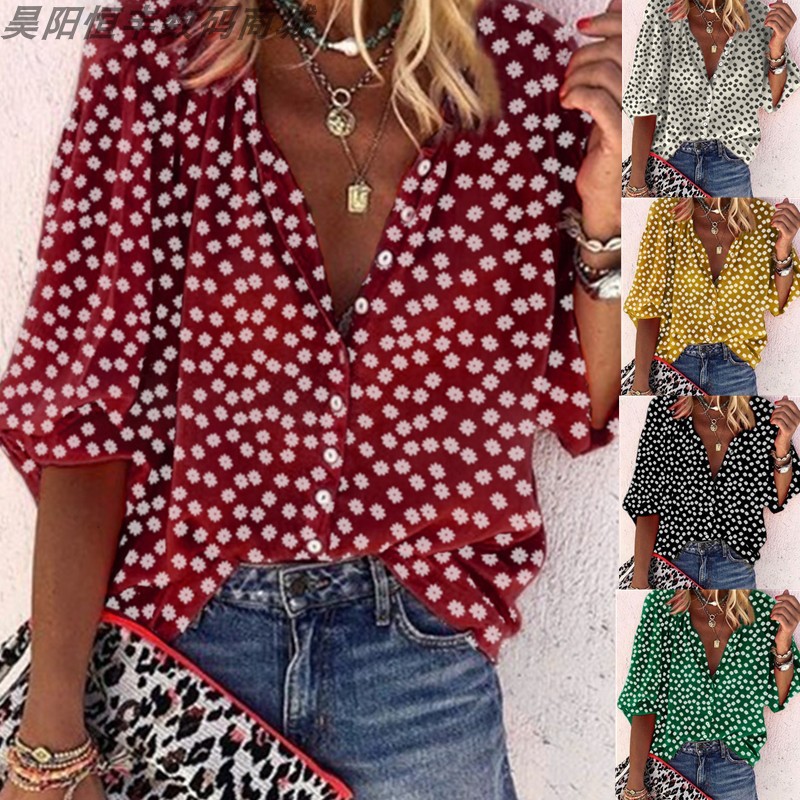 Womens Summer plus size casual V-neck blouse shirt jacket