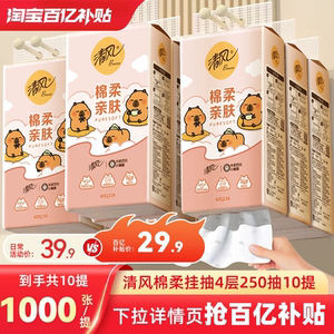 李昀锐同款清风卡皮巴拉抽纸10提悬挂式挂抽纸巾整箱厕纸抽by