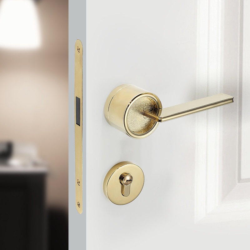 Golden two-piece door lock indoor bedroom modern simple light luxury door lock magnetic suction light luxury door lock household