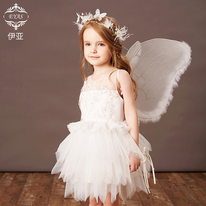 EYAS Playboy dresses Women Summer CUHK Fairy White Wedding Dress Princess Dress Little Angel Girl Gown SHOW BEAUTY WALKING SHOW
