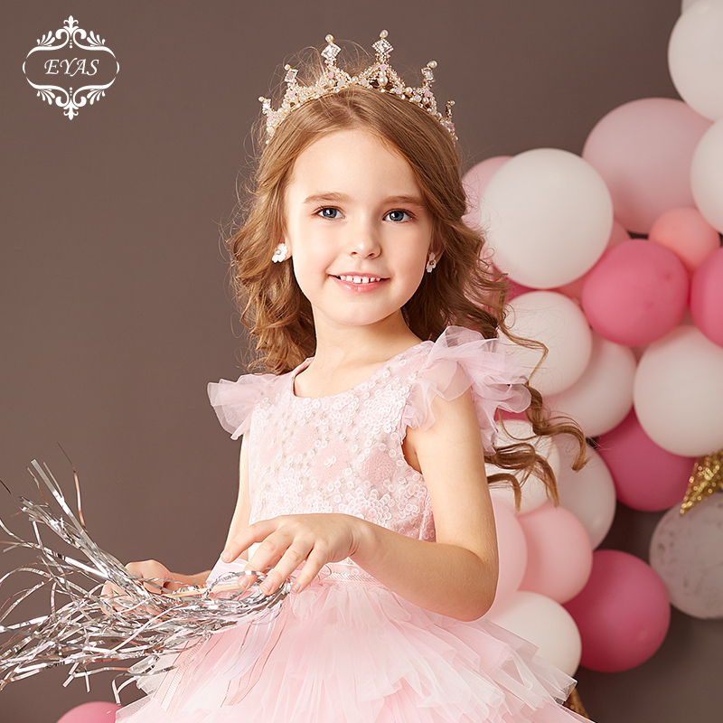 Eyas girl tiara child princess tiara crystal crown headband catwalk show costume accessorize birthday gift wave