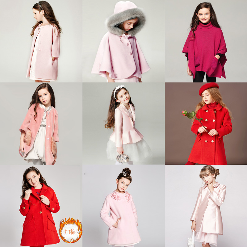 EYAS Girls Wool Wing Coat Broken Clearance Special Children Long Edition Coat Cotton