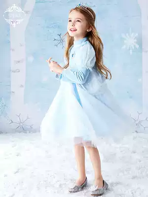 EYAS Girls dress Frozen Aisha Aisha Princess dress Baby BIRTHDAY puffy yarn skirt Western style spring and autumn dress