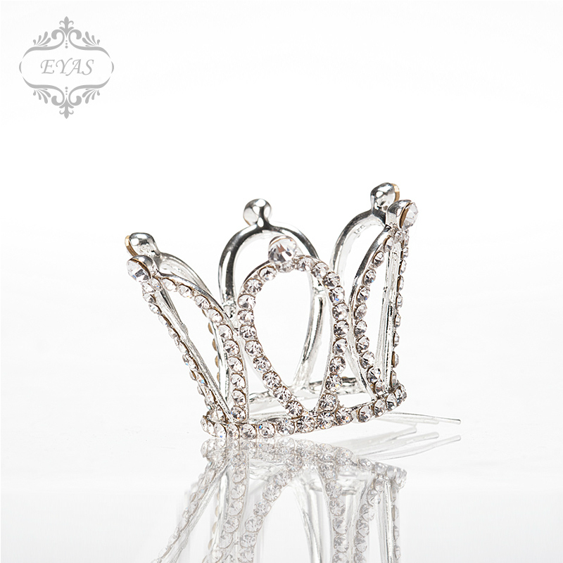 EYAS little girl shiny rhinestones children's hair accessories three-dimensional crown headdress girls elegant crown comb hair hoop