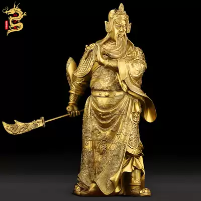 Shuo Fangcheng copper Guan Gong ornaments Wu God of Wealth Buddha statue Guan Yu Guan Erye Home living room decorations Office ornaments