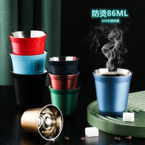 Anti-scalding coffee cup stainless mini double layer Capsule Cup Eurostyle Powder Cup 86ML Office Business Cup Native gold