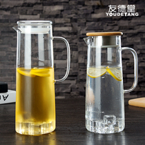 Household heat-resistant high temperature glass cold water kettle to cool plain water cup tie pot Explosion-proof large capacity transparent cold water kettle