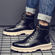 Support Hongxing Erke tooling mens shoes casual Martin boots mens high-top waterproof non-slip construction site black trendy shoes