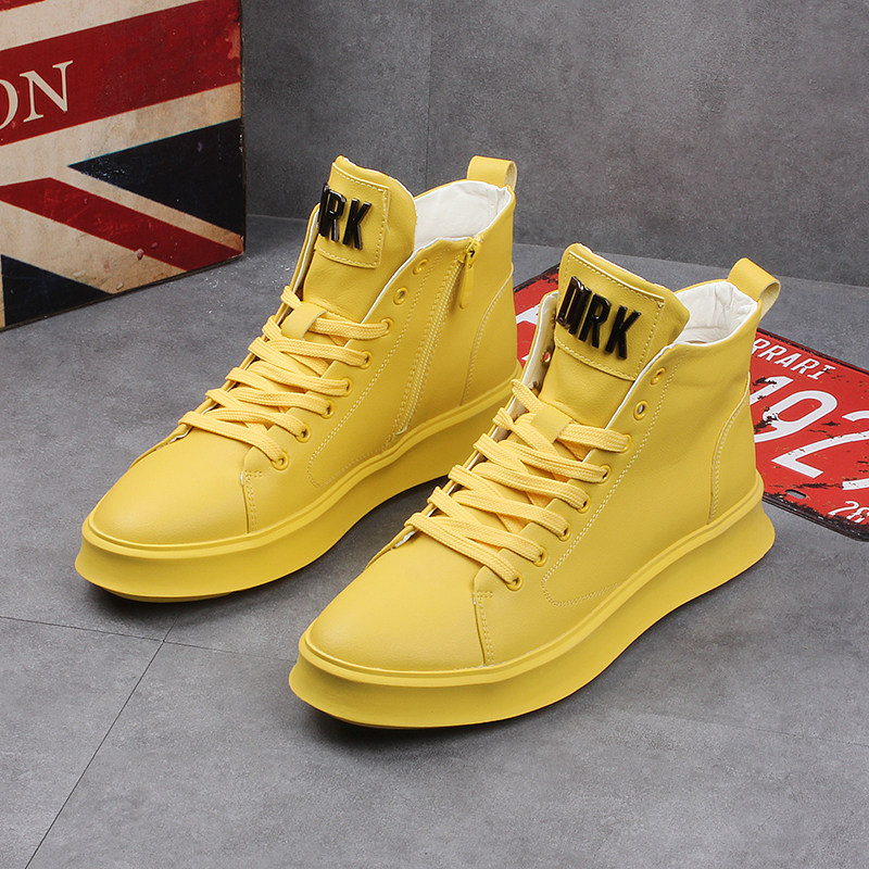 Men's fall new high-cylinder shoes Han version Martin boots Heightening Thick Bottom Leather Boots Hair Stylist Trendy Men's Short Boots