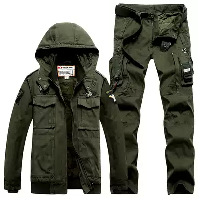 Allied Army fans clothing men hooded J flight jacket one cotton jacket set