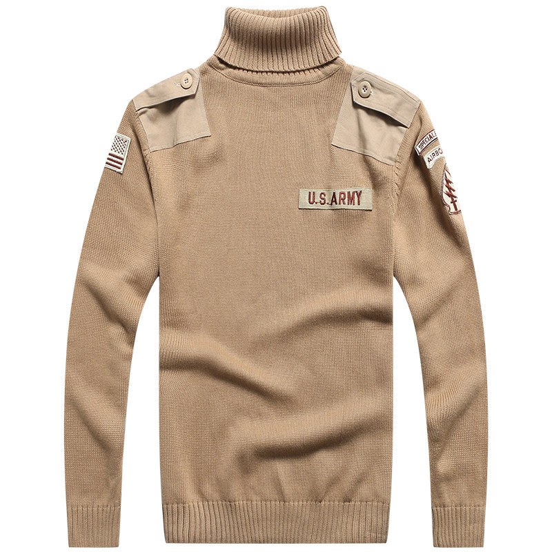 Allied outdoor army fan sweater high neck autumn winter sweater male lapel warm thick sweater round neck knit shirt army green