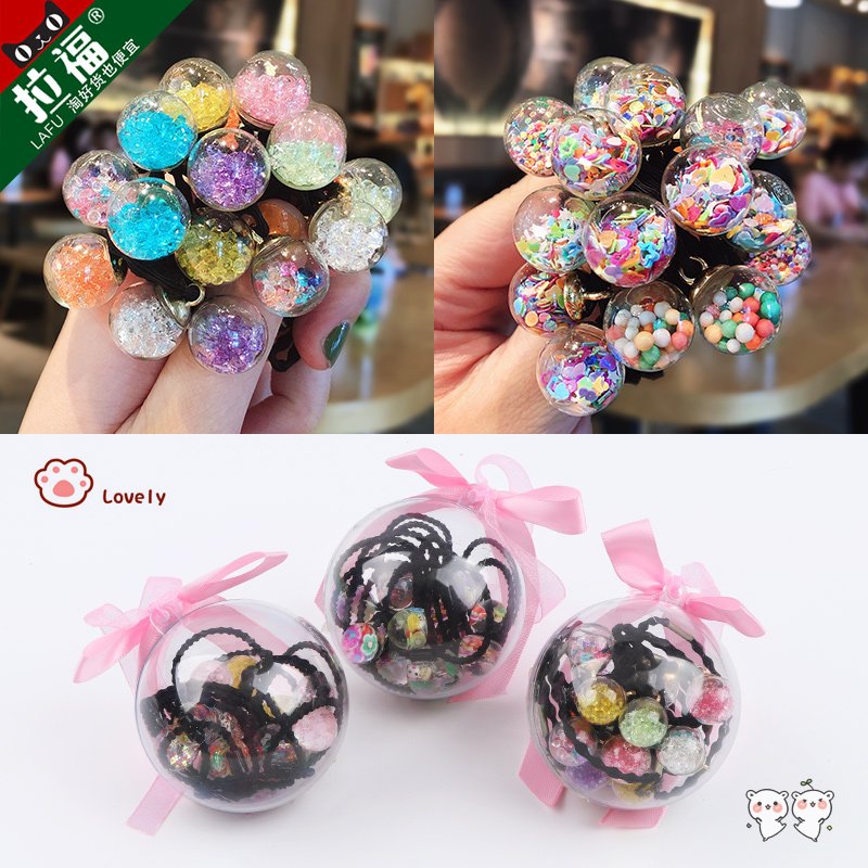 Children Hair Circles Leather Fascia Korean Girl Princess Glass Ball Black Hair Ring Hair Collar Cute Baby Unhurt Hair Accessories