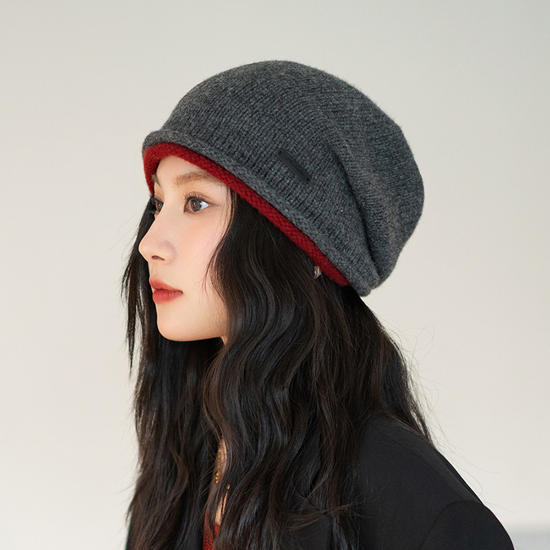 Mad Hatter Pure Wool Korean Style Cold Weather Hat, Knitted Hat for Women, Autumn and Winter Warm Head-Covering Slouchy Hat, Shopping Knit Hat Mad Hatter Pure Wool Korean Style Cold Weather Hat, Knitted Hat for Women, Autumn and Winter Warm Head-Covering Slouchy Hat, Shopping Knit Hat