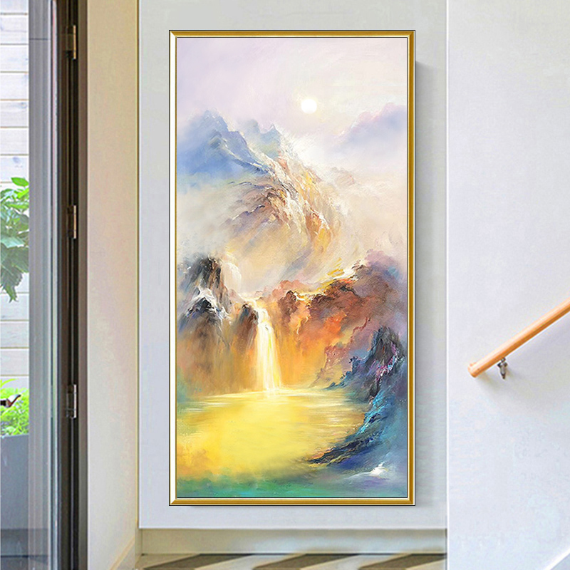 New Chinese Abstract Landscape Painting Artificial Painting American Portrait Decoration Villa Painting Villa Handpick fresco