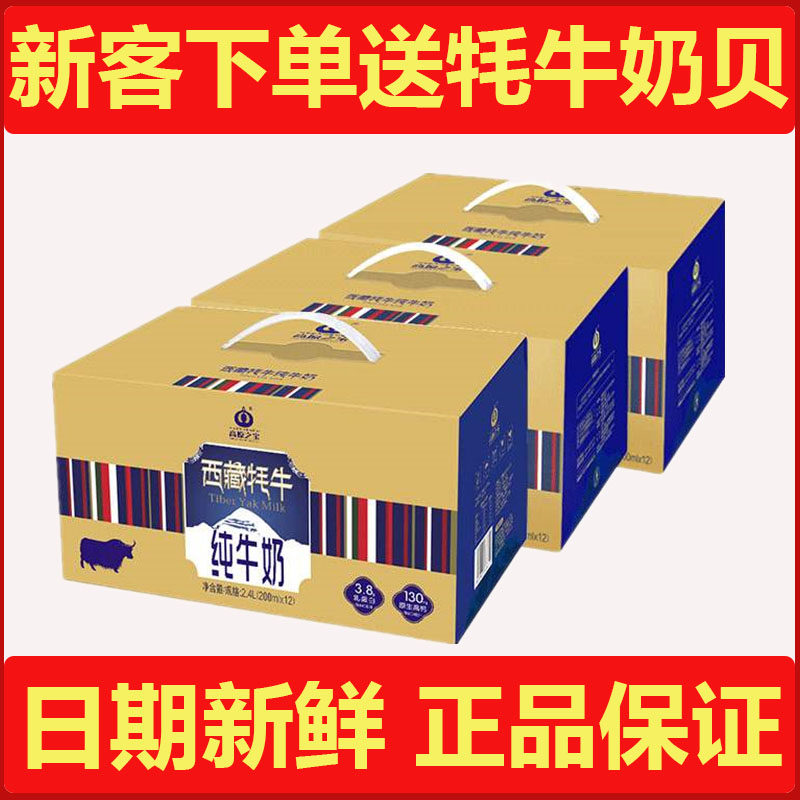 3 Tied package Bottling Plateau Treasure Yak Milk Children Middle Aged Pregnant Woman High Calcium Breakfast Milk Pure Milk Tibet