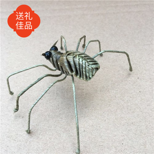 Brown woven animal Spider Brown grass woven small animal Insect handicrafts Changsha non-heritage folk handicrafts D