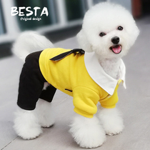 Tide Card Cotton Clothes Small Dogs Clothes Winter Warm Autumn Winter Clothing Four Feet Mesh Red Pet Teddy Bibbear Winter Thickening