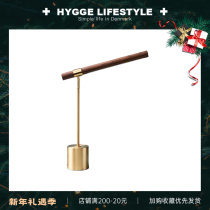 HYGGE Nordic lamp creation modern minimalist designer wood grain copper color study bedroom bedside led lamp ins